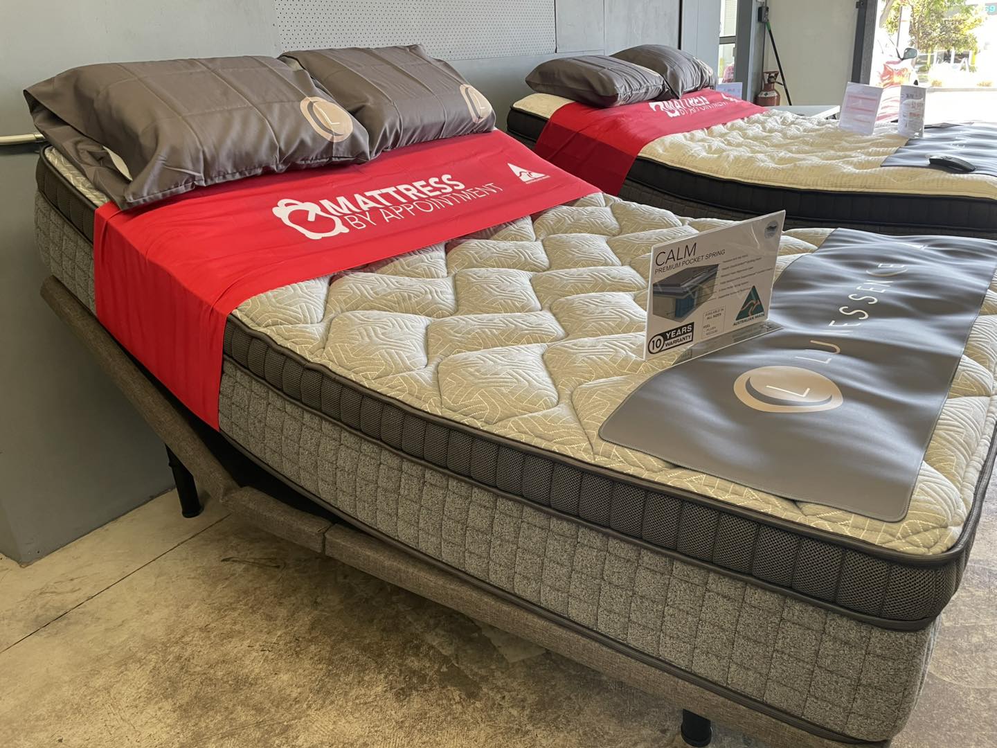 Adjustable bed base with a luxury mattress in the Townsville showroom